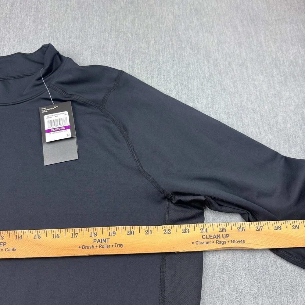Under Armour T Shirt Mens 2XL XXL Black Fitted Mock Neck Cold Gear Baselayer NWT